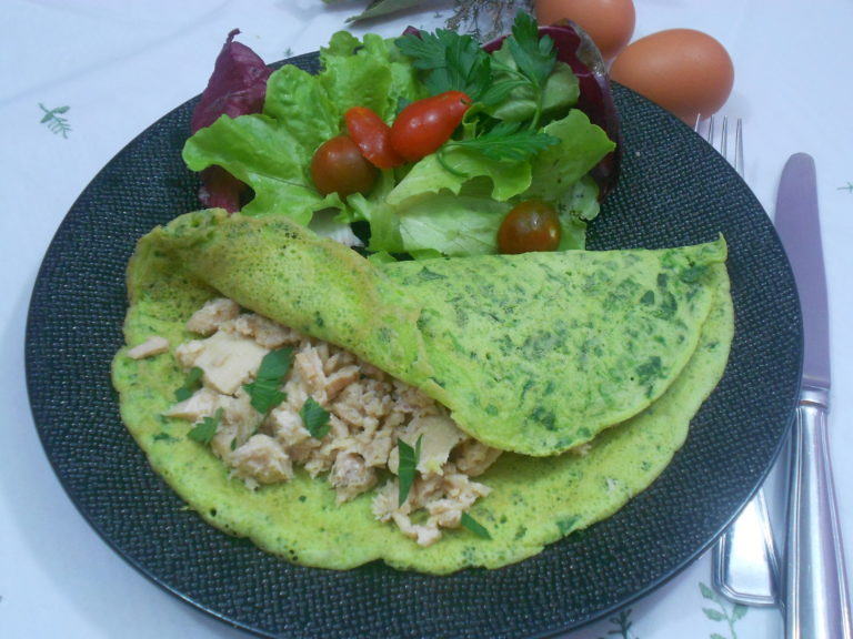 une crepe aux epinard sans lait et sans gluten