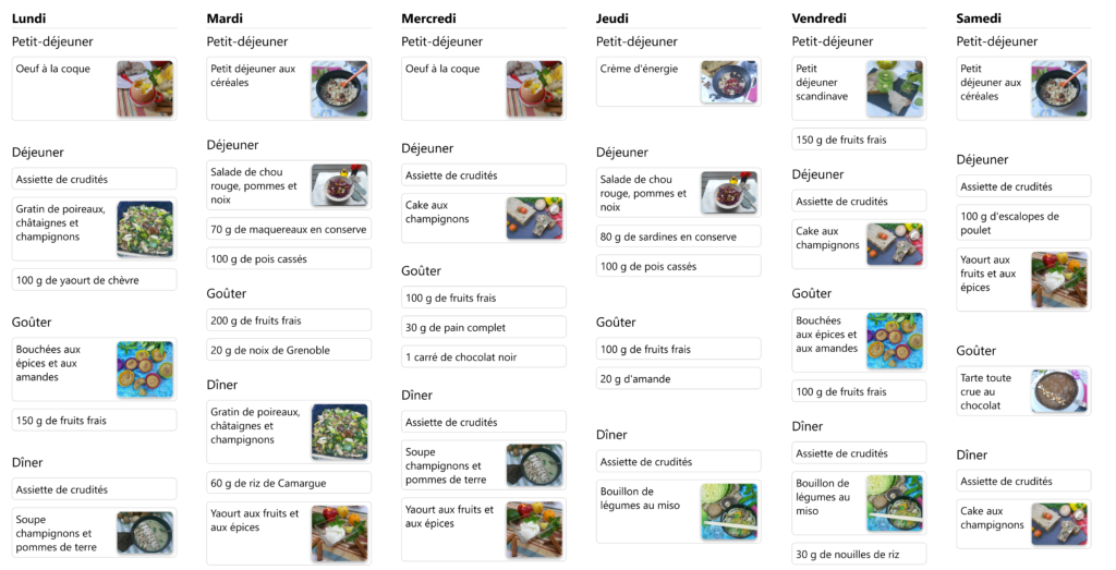 menu sain rapide 21 mars